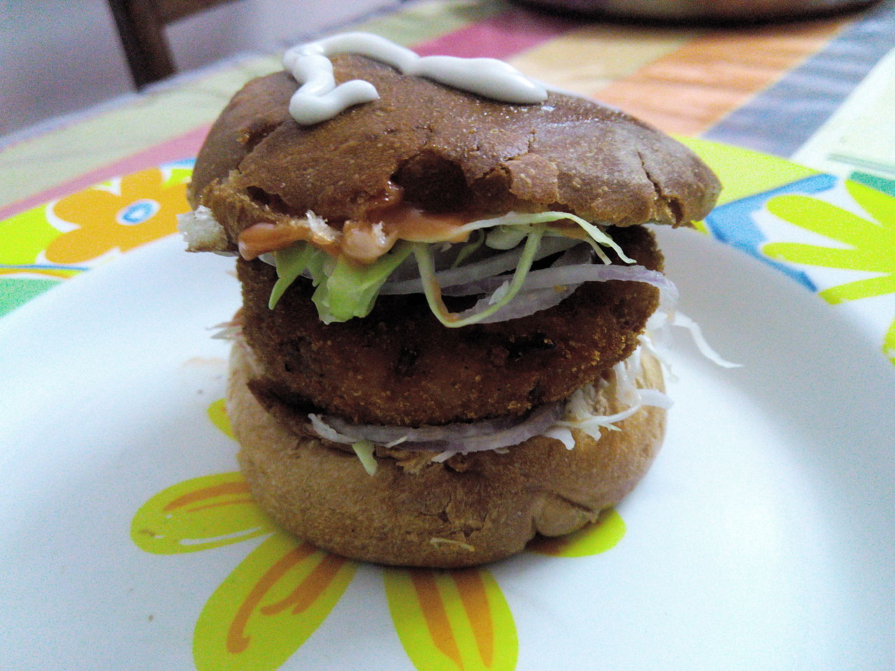 Paneer crunch burger — veg burger from Laksana